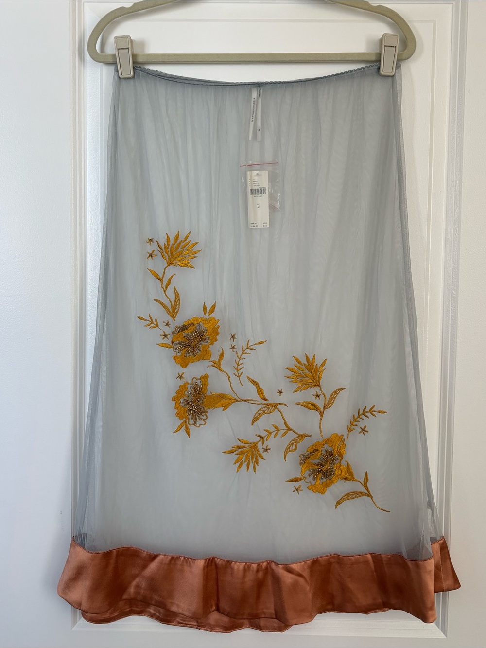 NWT Anthropologie Embroidered Sheer Midi Skirt Size Medium - Picture 3 of 6